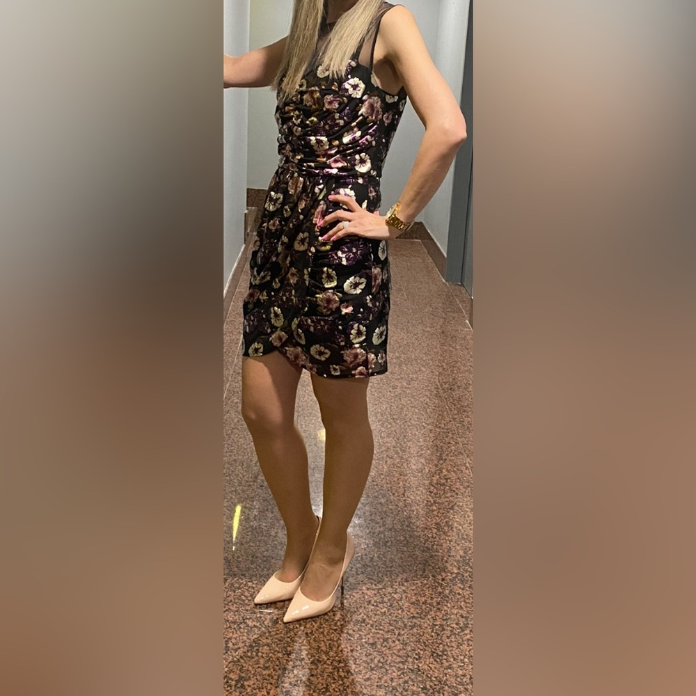 Rinascimento Black Floral Mini dress (small)